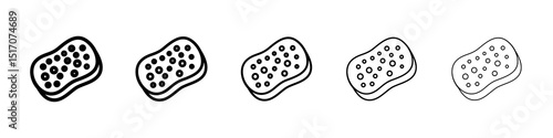 Shower sponge ball icon graphic set. trendy stroke line style