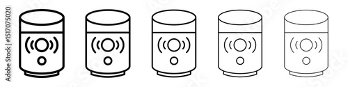 Smart speaker icon graphic set. trendy stroke line style