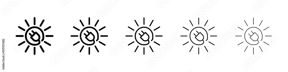 Obraz premium Solar energy icon graphic set. trendy stroke line style
