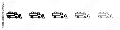 Snowplow icon graphic set. trendy stroke line style