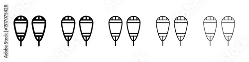 Snowshoes icon graphic set. trendy stroke line style