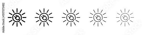 Solar energy icon graphic set. trendy stroke line style