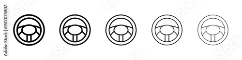 Steering wheel icon graphic set. trendy stroke line style