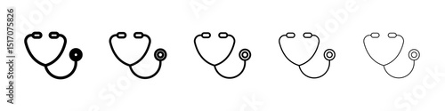 Stethoscope icon graphic set. trendy stroke line style