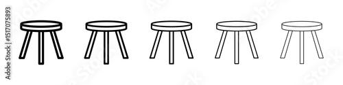 Stool icon graphic set. trendy stroke line style
