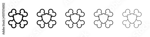 Strong healthy bones icon graphic set. trendy stroke line style