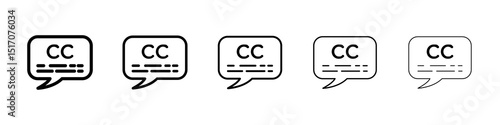 Subtitles icon graphic set. trendy stroke line style
