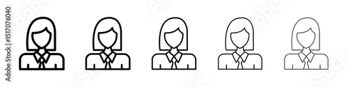 Student Girl icon graphic set. trendy stroke line style