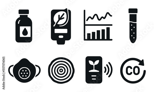 Environmental and medical silhouette icon set. eco-friendly health symbols