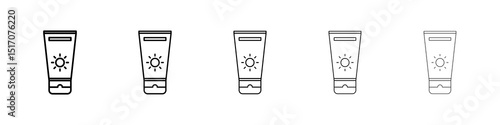 Sunscreen icon graphic set. trendy stroke line style