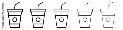 Swoosh Cup icon graphic set. trendy stroke line style