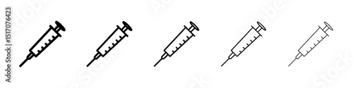 Syringe icon graphic set. trendy stroke line style