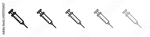 Syringe icon graphic set. trendy stroke line style