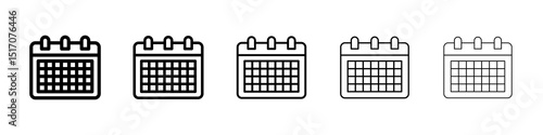 Table calendar icon graphic set. trendy stroke line style