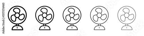Table Fan icon graphic set. trendy stroke line style