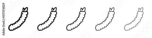 Tempura icon graphic set. trendy stroke line style