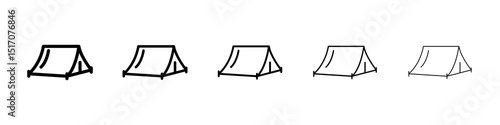 Tent icon graphic set. trendy stroke line style