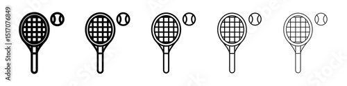 Tennis icon graphic set. trendy stroke line style