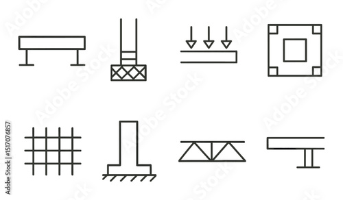 Construction and engineering linear icon set. building and architecture symbols