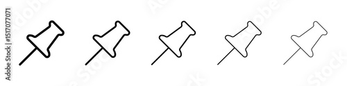 Thumbtack icon graphic set. trendy stroke line style