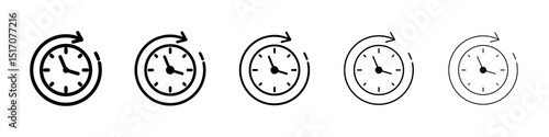 Time forward icon graphic set. trendy stroke line style