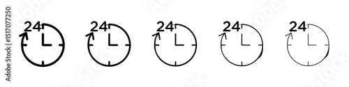 Time twenty four icon graphic set. trendy stroke line style
