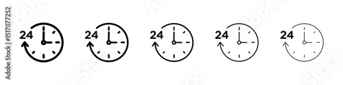 Time twenty four icon graphic set. trendy stroke line style