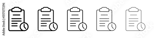 Timesheet icon graphic set. trendy stroke line style