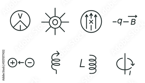 Physics and science linear icon set. educational and academic symbols