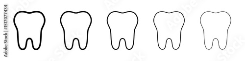 Tooth icon graphic set. trendy stroke line style