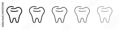Tooth icon graphic set. trendy stroke line style