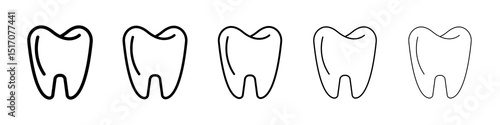 Tooth icon graphic set. trendy stroke line style