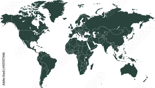 World map. Black modern vector map. Silhouette map