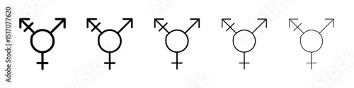 Transgender icon graphic set. trendy stroke line style