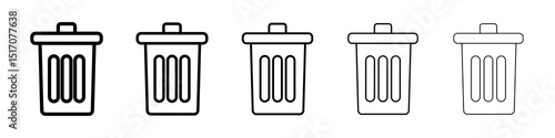 Trash icon graphic set. trendy stroke line style
