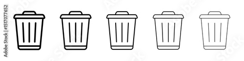 Trash icon graphic set. trendy stroke line style