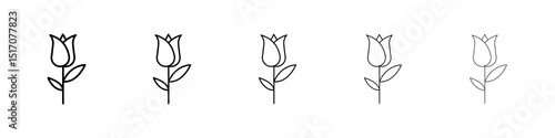 Tulip icon graphic set. trendy stroke line style