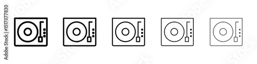 Turntable icon graphic set. trendy stroke line style