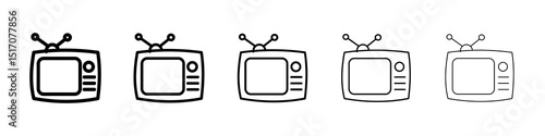 Tv retro icon graphic set. trendy stroke line style