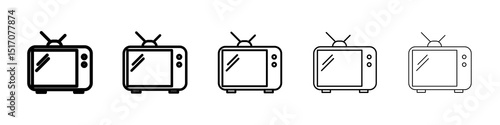 Tv retro icon graphic set. trendy stroke line style