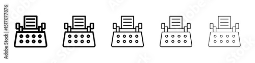 Typewriter icon graphic set. trendy stroke line style