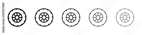 Tyre icon graphic set. trendy stroke line style