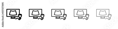Ultrasonography icon graphic set. trendy stroke line style