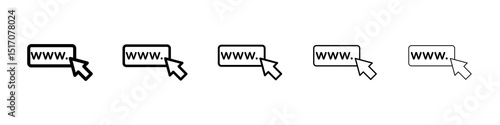 Url icon graphic set. trendy stroke line style
