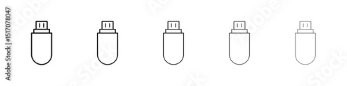 usb drive icon graphic set. trendy stroke line style