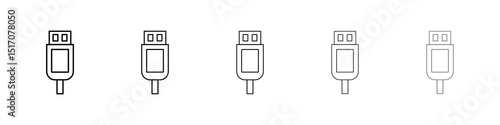 USB icon graphic set. trendy stroke line style