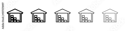 Warehouse icon graphic set. trendy stroke line style