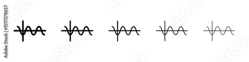 Wave sine icon graphic set. trendy stroke line style