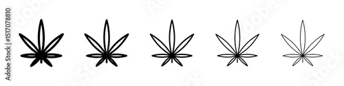 Weed icon graphic set. trendy stroke line style