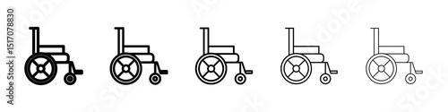 Wheelchair icon graphic set. trendy stroke line style